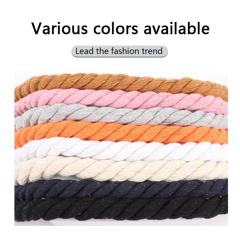 Round 10mm Cotton Rope Shoelaces - Hand-Woven, Three-Strand, Solid Color, Bold Twist - Universal Decorative Shoe Laces