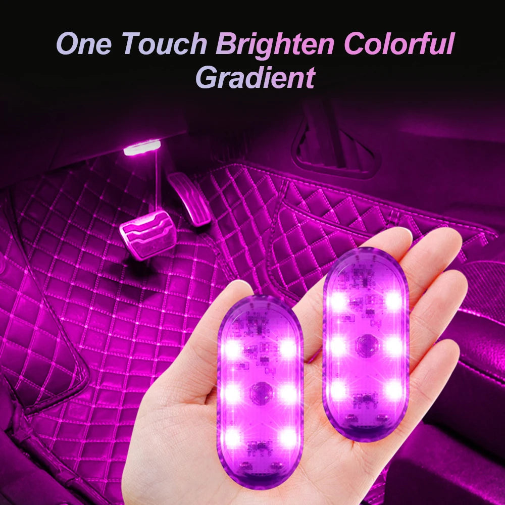 Multicolor Wireless LED Car Interior Light - USB Rechargeable Touch Sensor Roof and Reading Lamp