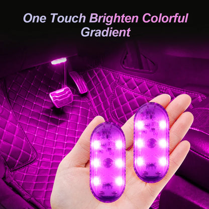 Multicolor Wireless LED Car Interior Light - USB Rechargeable Touch Sensor Roof and Reading Lamp