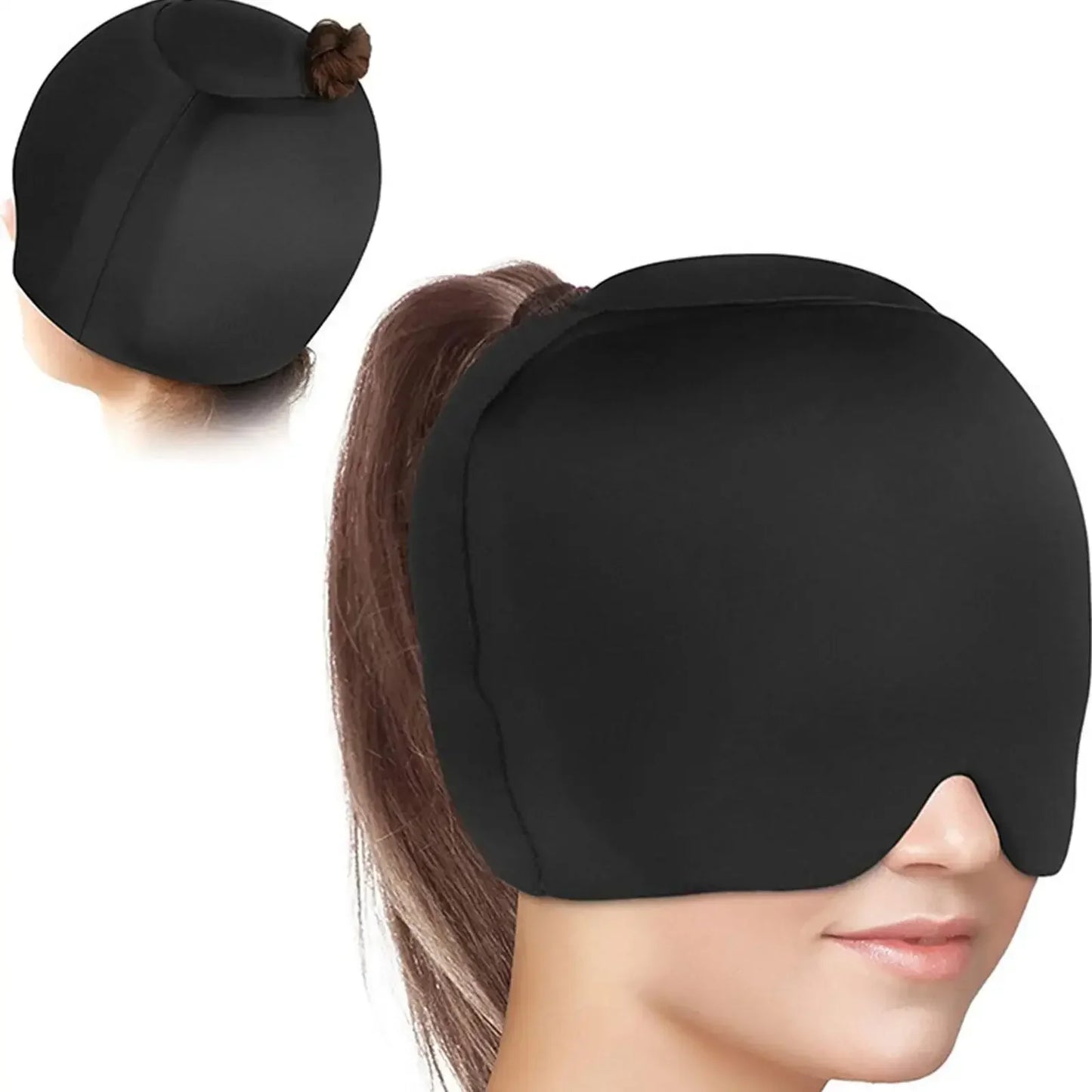 Ice Cap Migraine Head Wrap – Hot & Cold Gel Hat with Extra Top Gel, Light-Blocking Relief for Headaches