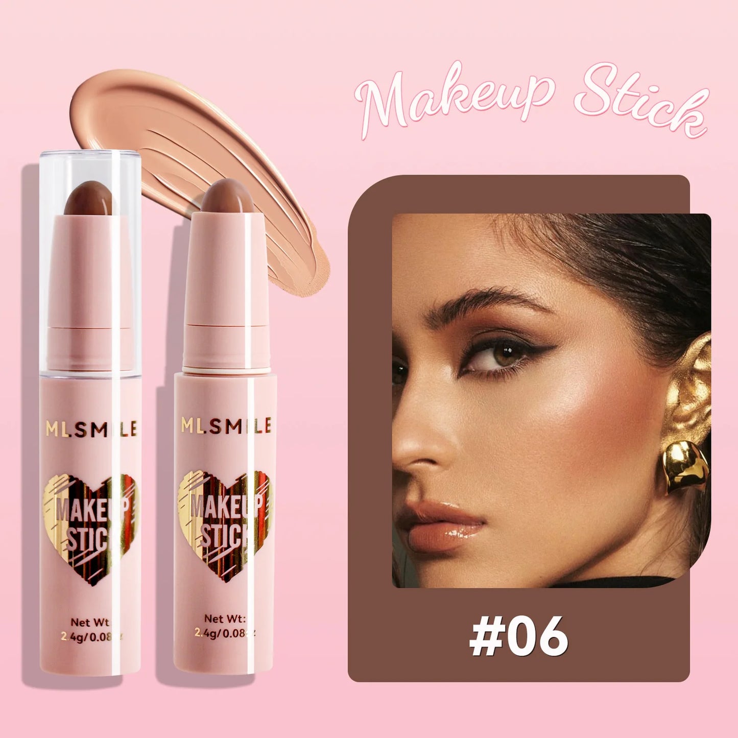 MLSMILE 8-Color High Gloss Pearl Contouring Stick – Face Brightening & 3D Shadow Sculpting Pen