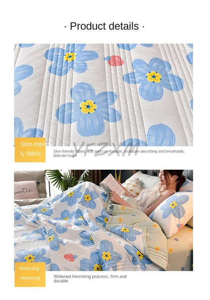 Quilted Spring Summer Quilt – Soft, Lightweight & Breathable Duvet for Queen Size, Comfortable & Washable