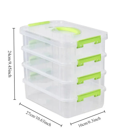 4-Layer Stackable Transparent Organizer Box – Multi-Tier Plastic Storage for Kids’ Toys, Makeup, Jewelry, School & Office Supplies