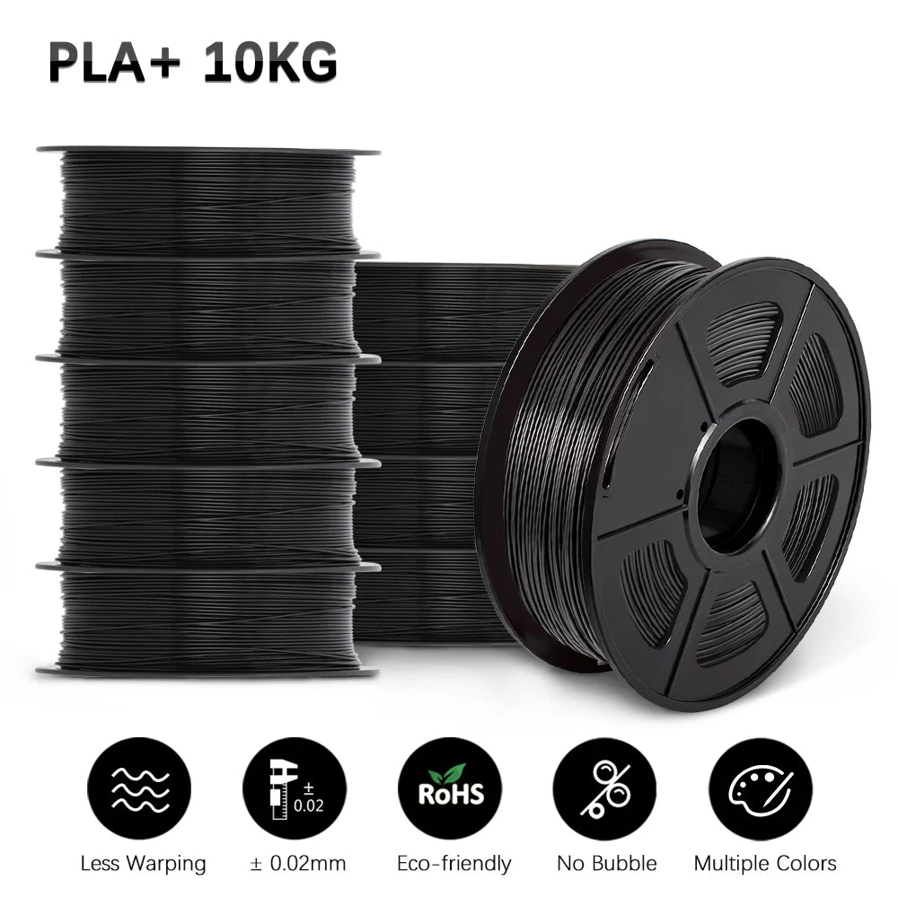 SUNLU 10KG 3D Printer Filament Set – 1.75mm PLA, PETG, PLA+ & Clear, 10 Rolls x 1KG Neatly Wound for 3D Printers & 3D Pens