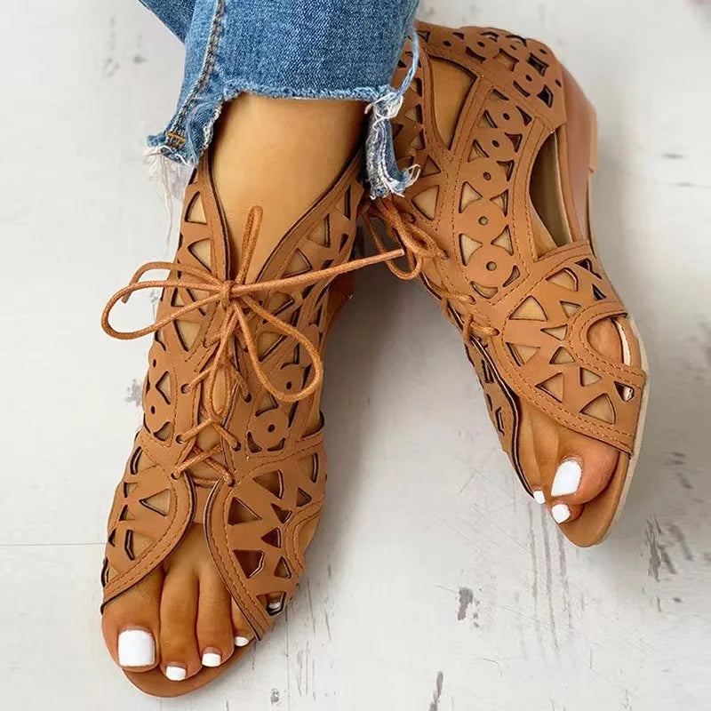 2023 Women’s Summer Gladiator Boot Sandals – Shoelace Wedge Heel Comfortable Leisure Shoes