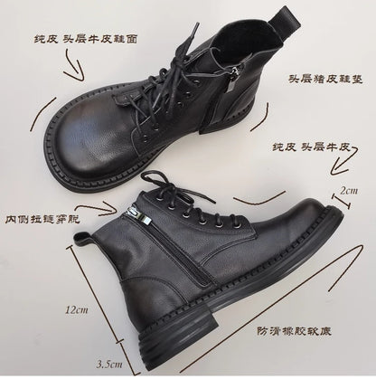 Careaymade 100% Genuine Leather Wide Casual Women’s Short Boots – Big Size, Handmade Men’s Wool Boots