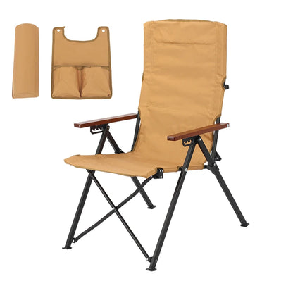 Adjustable 5-Position Folding Camping Chair with Pillow & Armrests for Outdoor Fishing & Patio Relaxation