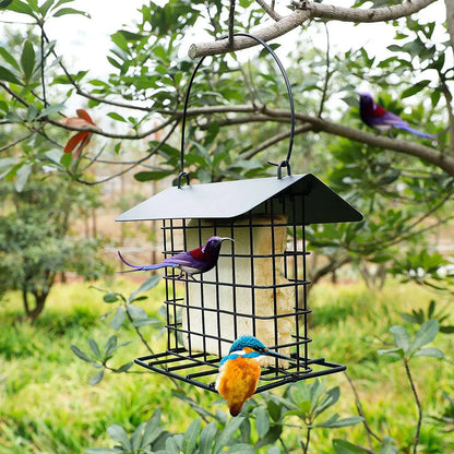 Outdoor Hanging Bird Feeder - Weatherproof Roof Bird Feeding Tray & Suet Feeding Station for All Bird Breeds