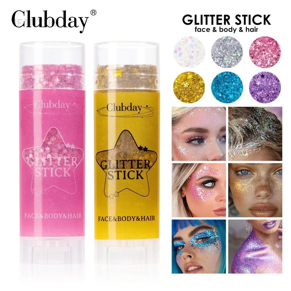 Sparkling Sequins Glitter Gel Stick – High-Gloss White & Pink Eyeshadow for Face, Body & Stage Makeup