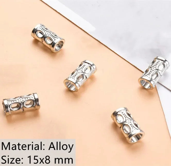 5Pcs Viking Metal Hair Braid Beads – Antique Silver & Gold Dreadlock Rings Clips Retro Hair Accessories for Braids & Styling