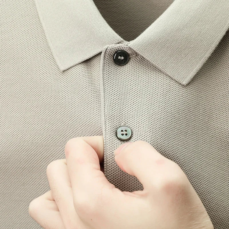 Men's 100% Cotton Polo Shirt - Breathable Summer Golf & Business Casual Tee with Silk-Like Finish