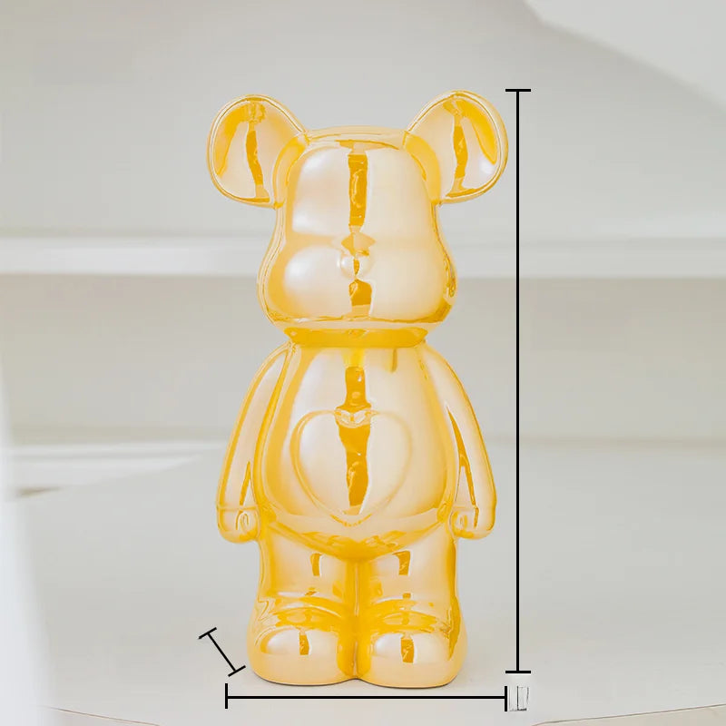 Aesthetic Ceramic Teddy Bear Statue – 17/27cm Bear Figurine Home Decor Ornament