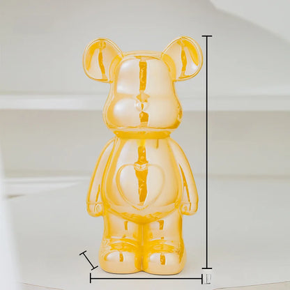 Aesthetic Ceramic Teddy Bear Statue – 17/27cm Bear Figurine Home Decor Ornament