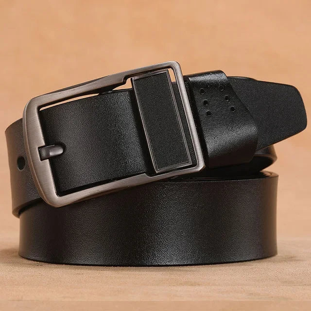 CEXIKA 2024 Men’s Genuine Leather Belt – Luxury Designer Waist Belt (140-170cm, High Quality Split Leather)