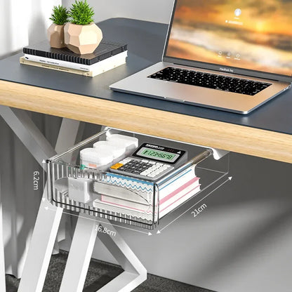 Invisible Pull-Out Storage Box — Large Capacity Hanging Under-Desk Drawer Organizer for Table & Workspace