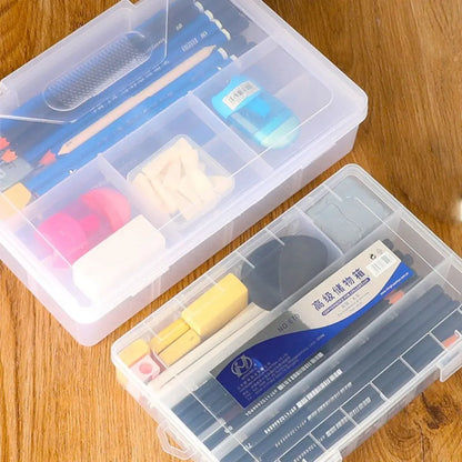 Large Capacity Transparent Pencil Case – Cartoon PP Pen Box & Art Supplies Storage Stationery Organizer