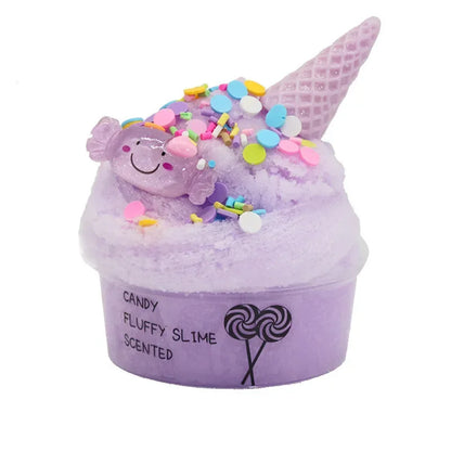 DIY Slime Set for Kids — Non-Sticky Cloud Slime with Ice Cream Cone Scent, Rainbow Charms & Stress-Relief Party Toys