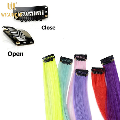 18-Color Clip-In Hair Extensions – 22 Inch Long Straight Synthetic Wig with High Gloss for Women & Children