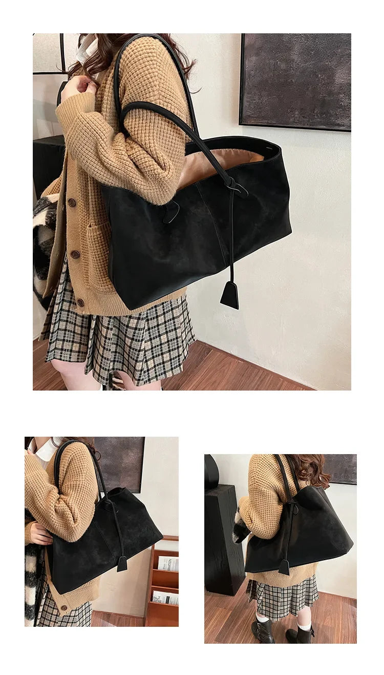 2025 Women’s Faux Suede Handbag – High-Quality, Versatile Large Capacity Shoulder Bag