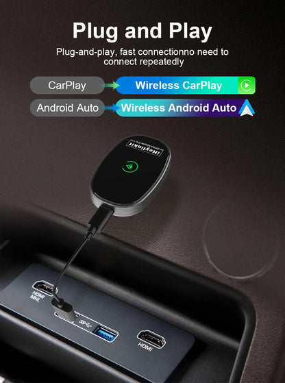 IHeylinkit Wireless CarPlay & Android Auto Adapter – Auto-Connect Dongle with Zinc Alloy Shell for Most Vehicles