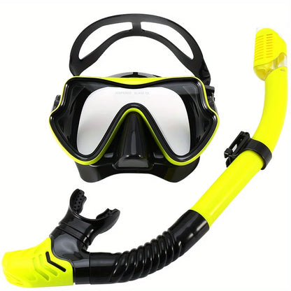 Tempered Glass Diving Mask & Snorkel Set - Panoramic Adult Scuba & Swimming Snorkeling Gear