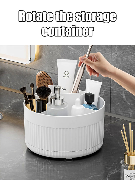 360° Rotating Makeup Brush Holder - Desktop Cosmetic Storage Shelf for Brushes, Lipsticks & Pens