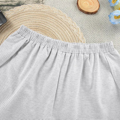 Women's Stripe 2-Piece Pajamas Set – Short Sleeve Top & Shorts Casual Sleepwear