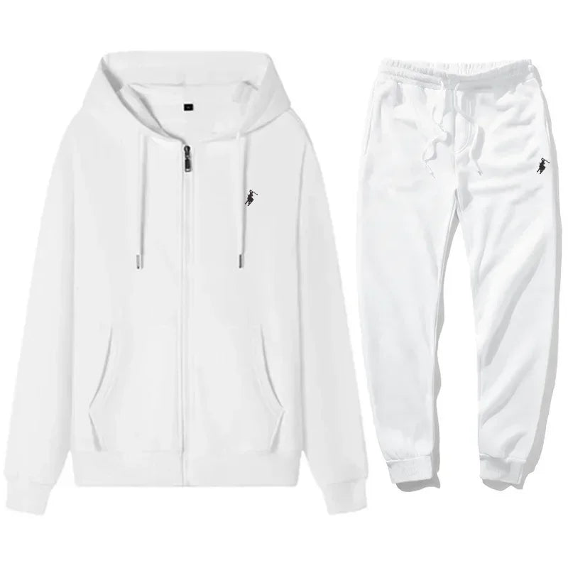 Men's Hooded Tracksuit Set - Classic Warm Hoodie & Sport Pants for Autumn and Winter