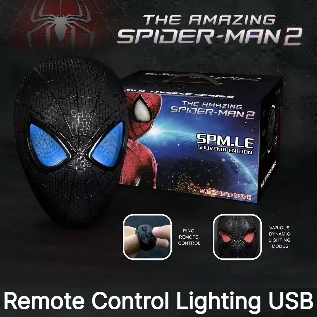 Miles Spider-Man 1:1 Electronic Mask - Moving Glowing Eyes with Ring Control for Cosplay & Collectors