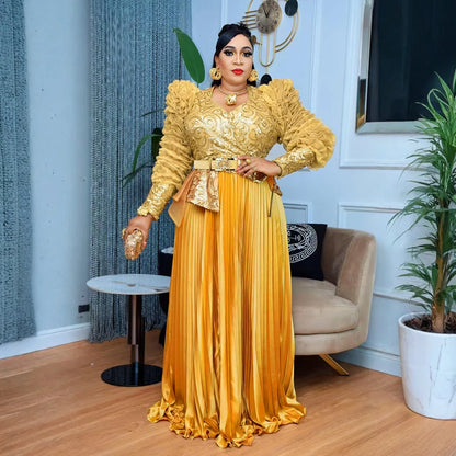 Plus Size African Party Dresses for Women - 2026 Dashiki Ankara Sequin Maxi Evening Gown