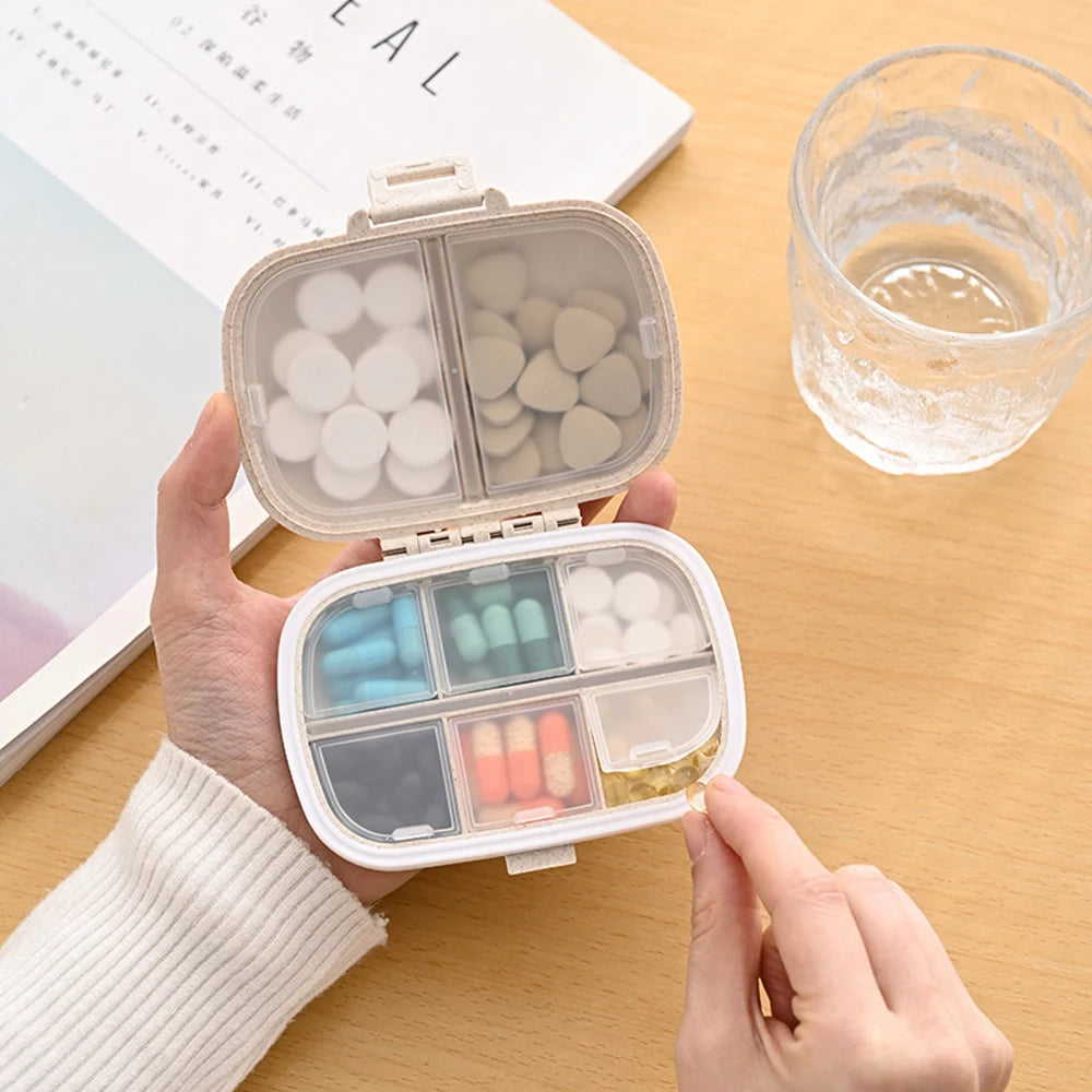 8-Compartment Travel Pill Organizer – Moisture-Proof Pill Case, Portable Medicine & Vitamin Holder for Purse