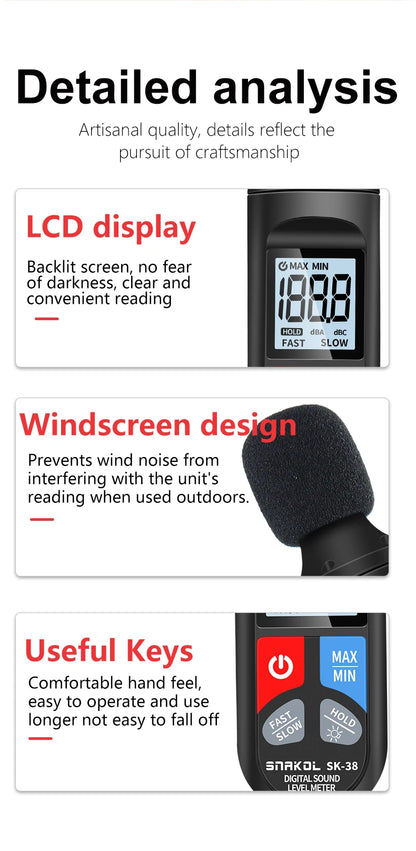 Digital Sound Level Meter — Portable Audio & Noise Decibel Meter 30-130dB