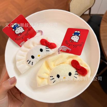 Hello Kitty Dumpling Plush Keychain - Cute Cartoon Bag Pendant & Gift Charm