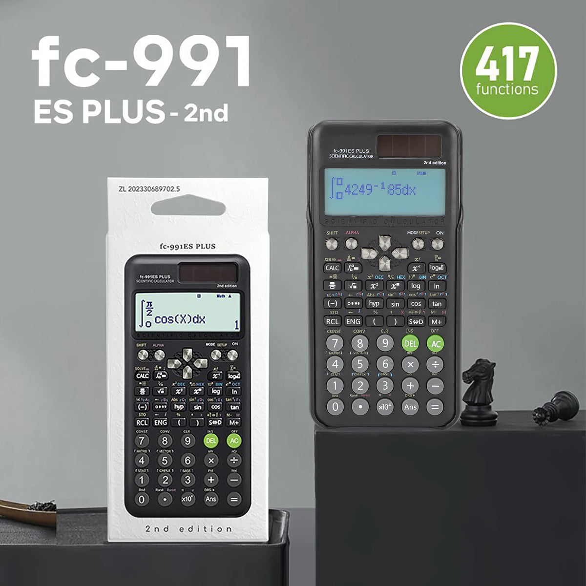 Scientific Calculator 417 Functions - 10+2 Digit Display Dual Power Math Calculator for Teachers & College Students