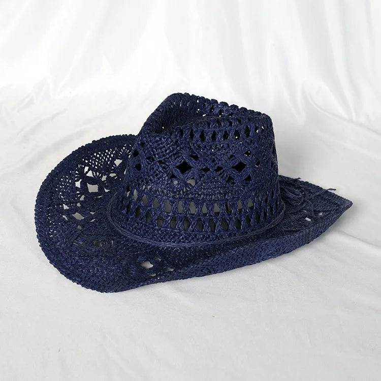 Melesh Western Women's Mint Green Cowboy Hat – Straw, Wide Brim, Plasticity Strong for Sunshine & Beach Wear