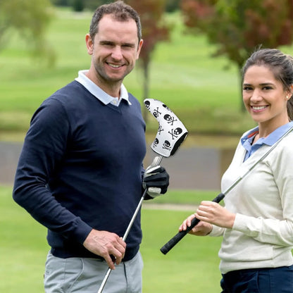 Golf Putter Head Cover – PU Leather Blade Club Protector, Black & White, Universal Fit for Men & Women