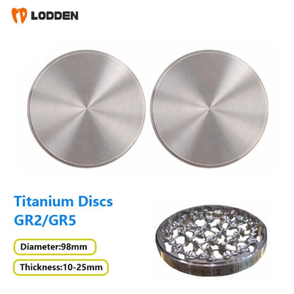 LODDEN 98mm GR2/GR5 Dental Titanium Disc — CAD/CAM Milling Block for Implants, Abutments & Dental Framework