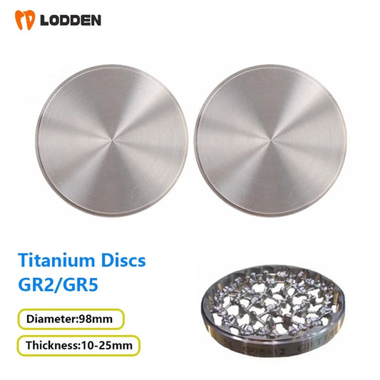 LODDEN 98mm GR2/GR5 Dental Titanium Disc — CAD/CAM Milling Block for Implants, Abutments & Dental Framework