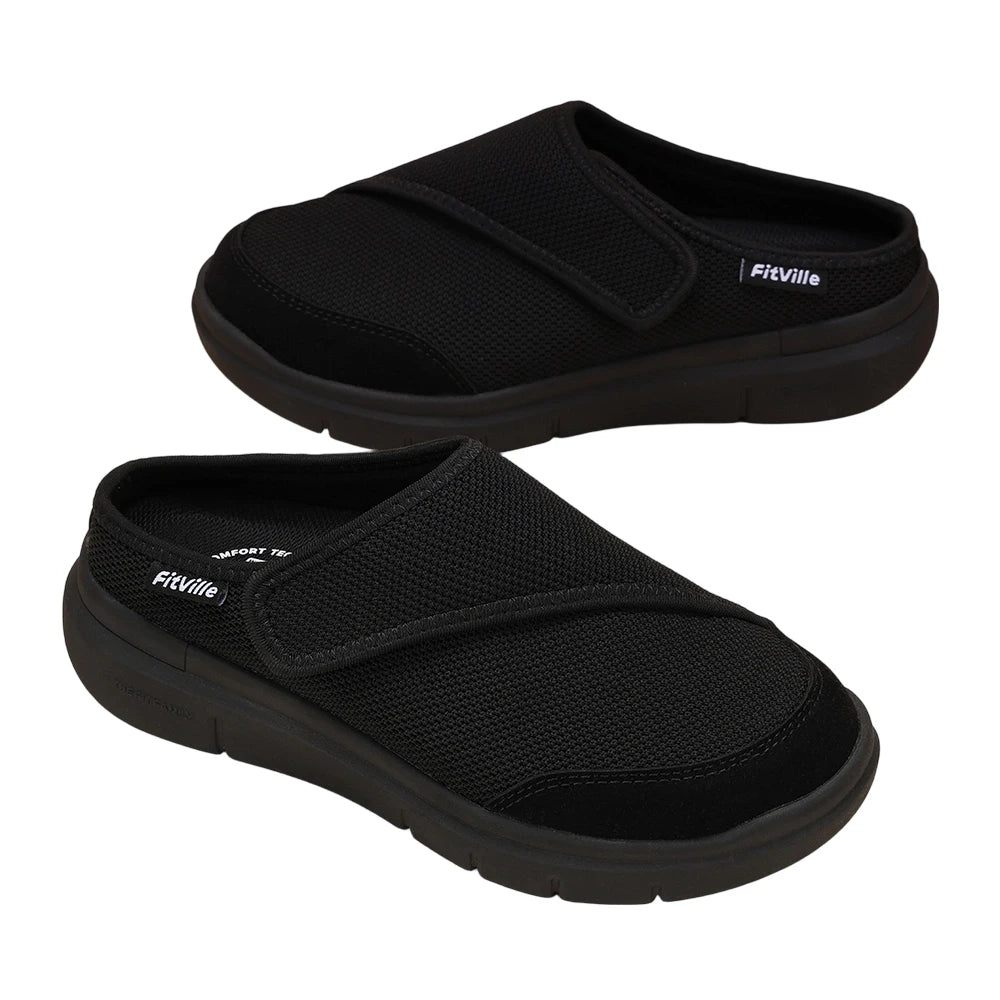 FitVille Women’s Orthopedic Wide Fleece-Lined Slippers, Arch Support Recovery Clogs Comfortable Slip-On Footwear for Daily Wear