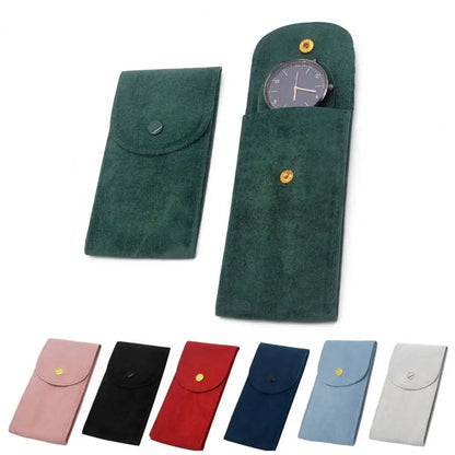 Portable Velvet Watch Bag – Shockproof Jewelry Pouch with Press Button Snap Design for Gift & Storage