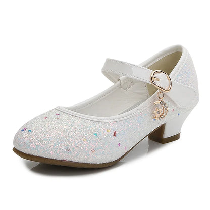 Girls Princess High Heel Shoes - Purple & Red Leather Party Dress Shoes for Kids Weddings & Special Occasions