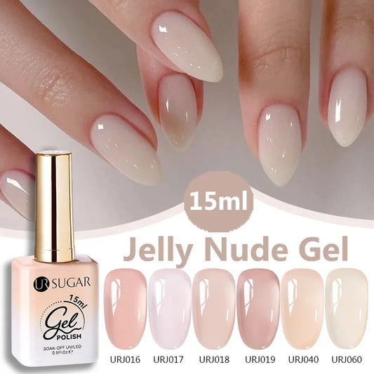 UR SUGAR 15ml Jelly Gel Polish - Milky White Translucent UV Soak Off Nail Art Varnish