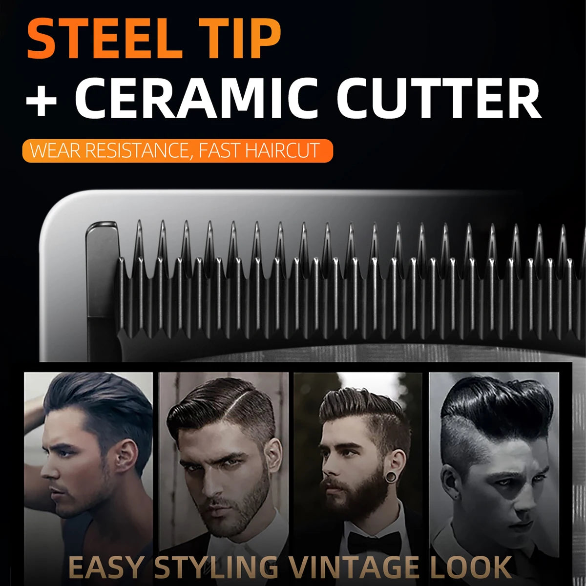 Kemei Professional Hair Clipper – 9000 RPM Electric Hair Cutting Machine, Adjustable Cordless Trimmer with Base for Barbers