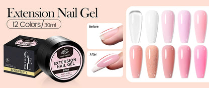 BORN PRETTY 15ml Clear Non-Stick Hand Extension Gel - 3D Shaping Nail Art, Milky Jelly Hard Gel for Fake Nails