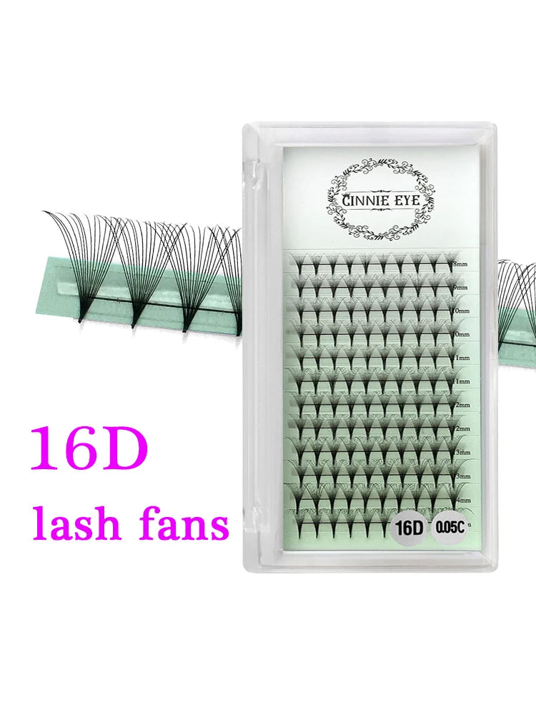 10D Premade Volume Eyelash Fans – Long Stem 3D-6D Pointy Base False Lash Clusters