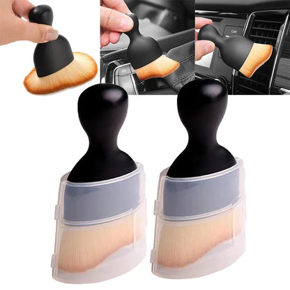 Car Interior Cleaning Brush – Soft Auto Center Console & Air Outlet Brush with Shell, Crevice Dust Removal Detail Brush