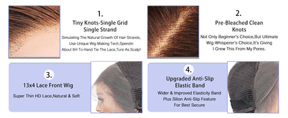 Honey Blonde Deep Water Wave HD Lace Frontal Wig – 13x6 Human Hair, Highlight Curly, 30-34 Inch Length
