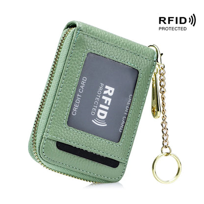 RFID Blocking Card Holder Wallet – Mini Zipper ID & Bus Card Case with Anti-Theft Protection for Keys & Cards