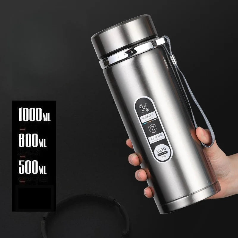 304 Stainless Steel Vacuum Thermos Bottle 800ml–1L with LED Temperature Display – Portable Travel Tea & Coffee Insulated Drinking Cup