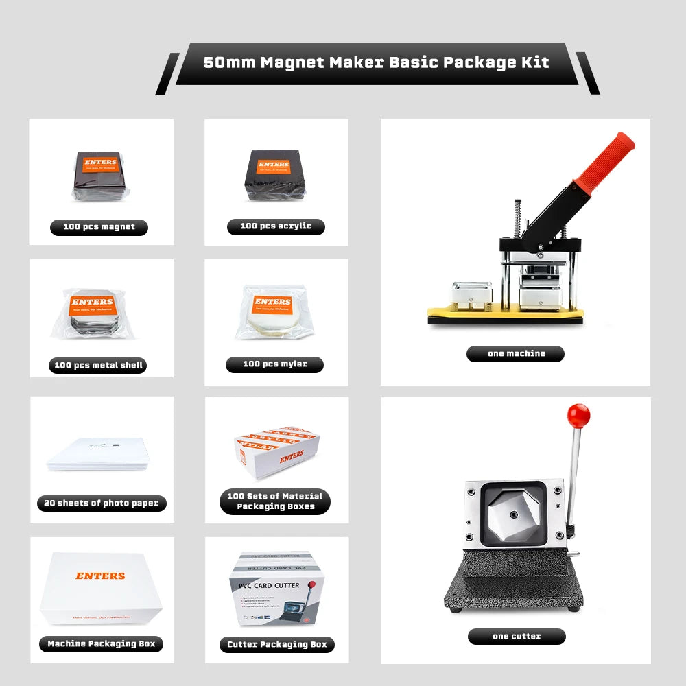 2x2 Inch Button Maker Machine - Custom Photo Fridge Magnet Making Kit with Cutter & Magnets